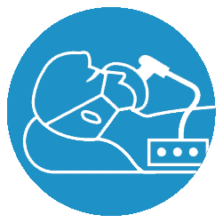Blue Icon of Person Wearing CPAP Device