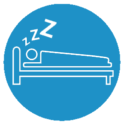 Blue Icon with Person Sleeping in Bed