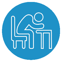 Blue Icon of Person Sleeping at Desk