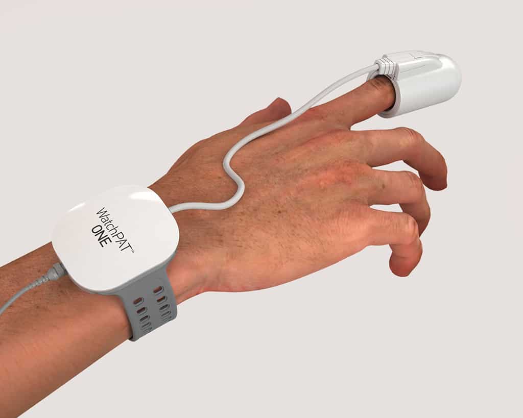 Hand Wearing WatchPAT ONE Device